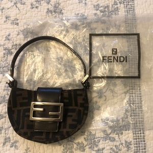 FENDI Zucca Mini Croissant Bag Pouch Canvas Leathe